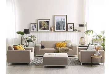 Hughen Loungegrupp Utomhus 5-sits - Beige - Utemöbler - Loungemöbler - Loungegrupp & Loungeset