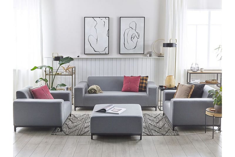 Hughen Loungegrupp Utomhus 5-sits - Grå/Svart - Utemöbler - Loungemöbler - Loungegrupp & Loungeset