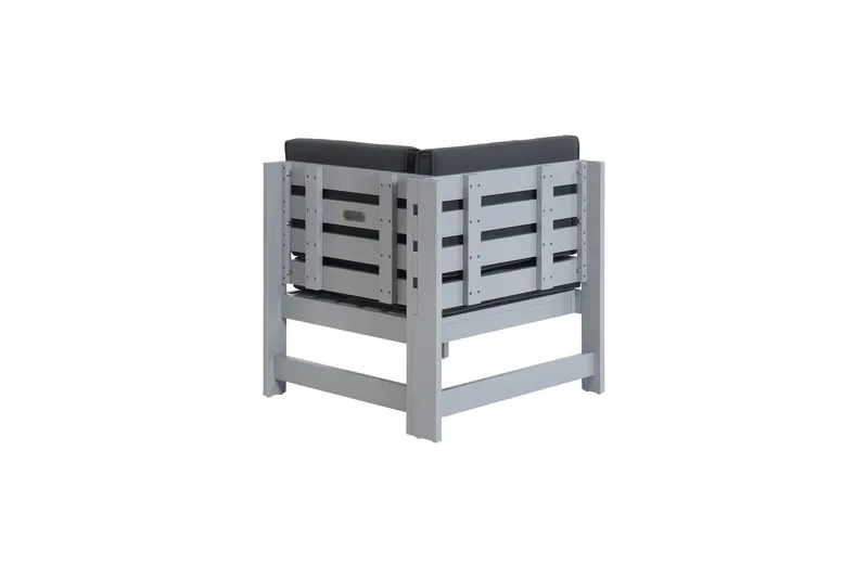 Husarn Hörnmodul Utomhus - Hörndel i Trä för Uteplats - Grå / Svarta dynor - Utemöbler - Loungemöbler - Loungegrupp & Loungeset