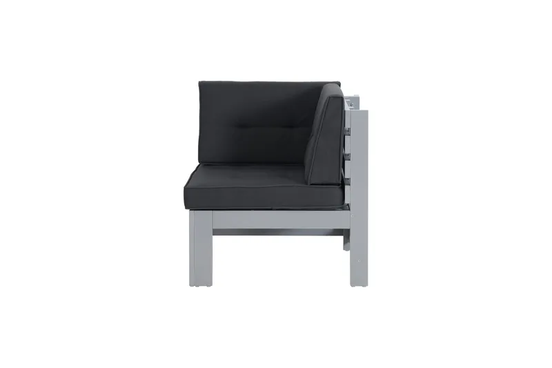 Husarn Hörnmodul Utomhus - Hörndel i Trä för Uteplats - Grå / Svarta dynor - Utemöbler - Loungemöbler - Loungegrupp & Loungeset
