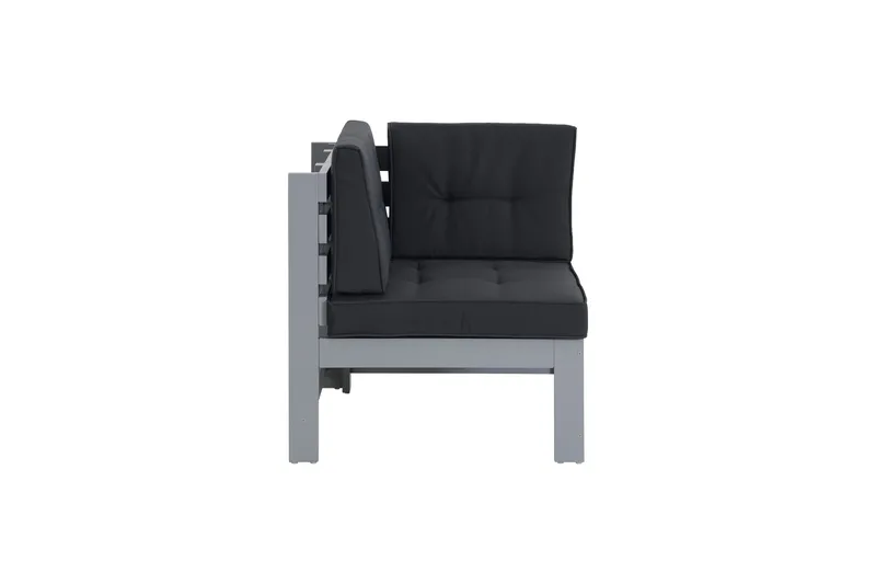 Husarn Hörnmodul Utomhus - Hörndel i Trä för Uteplats - Grå / Svarta dynor - Utemöbler - Loungemöbler - Loungegrupp & Loungeset