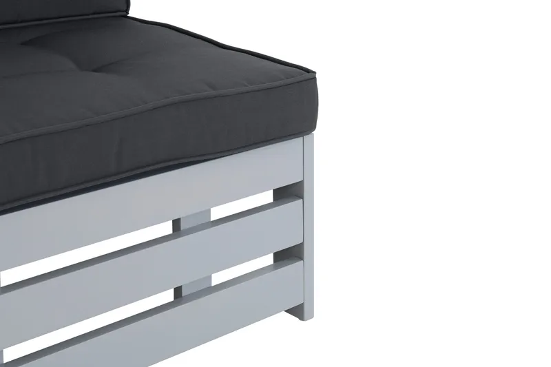 Husarn Mittmodul Utomhus - Mittendel i Trä för Uteplats - Grå / Svarta dynor - Utemöbler - Loungemöbler - Loungegrupp & Loungeset