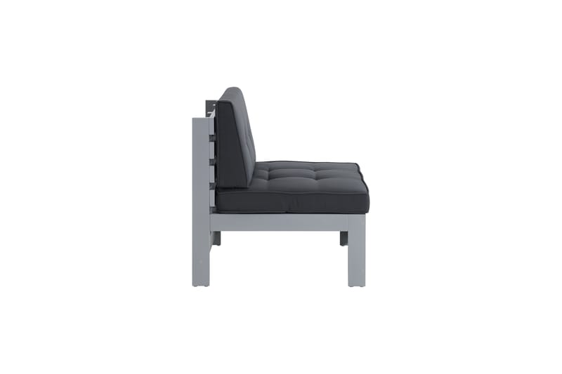 Husarn Mittmodul Utomhus - Mittendel i Trä för Uteplats - Grå / Svarta dynor - Utemöbler - Loungemöbler - Loungegrupp & Loungeset