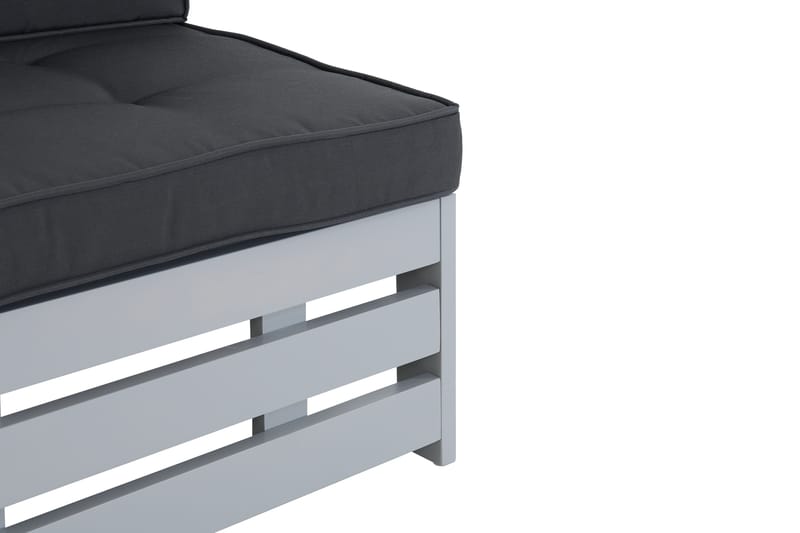 Husarn Mittmodul Utomhus - Mittendel i Trä för Uteplats - Grå / Svarta dynor - Utemöbler - Loungemöbler - Loungegrupp & Loungeset