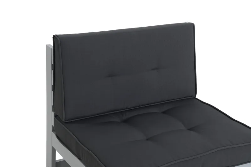 Husarn Mittmodul Utomhus - Mittendel i Trä för Uteplats - Grå / Svarta dynor - Utemöbler - Loungemöbler - Loungegrupp & Loungeset