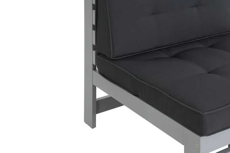 Husarn Mittmodul Utomhus - Mittendel i Trä för Uteplats - Grå / Svarta dynor - Utemöbler - Loungemöbler - Loungegrupp & Loungeset