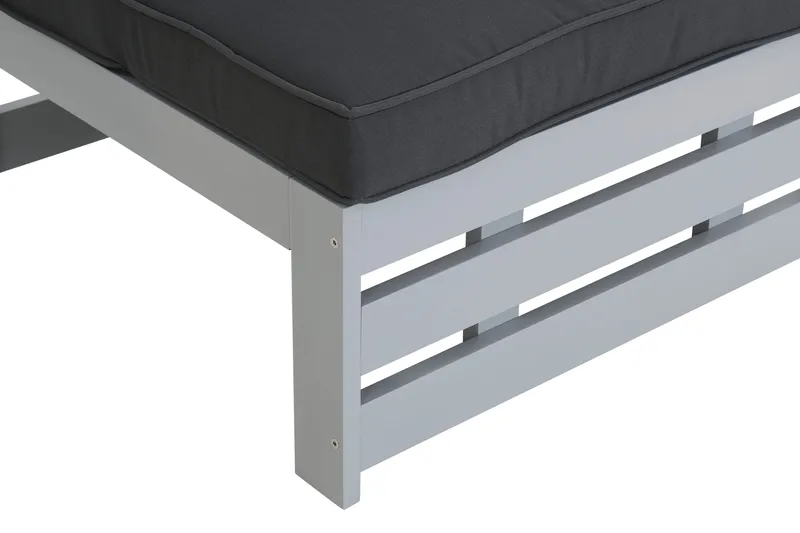 Husarn Mittmodul Utomhus - Mittendel i Trä för Uteplats - Grå / Svarta dynor - Utemöbler - Loungemöbler - Loungegrupp & Loungeset