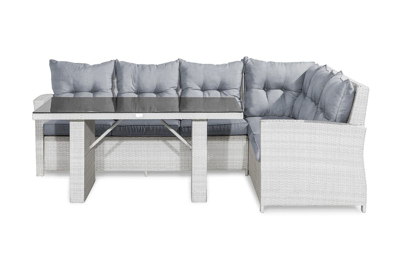 James Loungegrupp Utomhus Höger – 5-sits Konstrotting Loungeset för Trädgård - Vit / Gråa dynor - Trädgård & spabad - Utemiljö - Altan & terrass - Altanmöbler