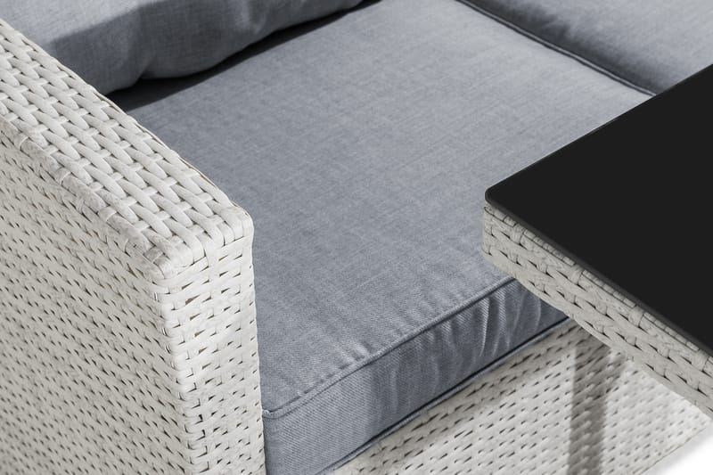 James Loungegrupp Utomhus Höger – 5-sits Konstrotting Loungeset för Trädgård - Vit / Gråa dynor - Trädgård & spabad - Utemiljö - Altan & terrass - Altanmöbler