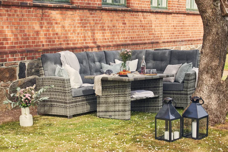 James Lyx Loungegrupp Vändbar - Grå / Svarta dynor - Utemöbler - Loungemöbler - Loungegrupp & Loungeset