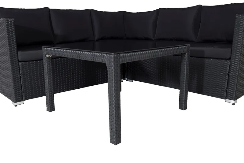 Kuba Loungegrupp Utomhus med Dynor - Svart - Utemöbler - Loungemöbler - Loungegrupp & Loungeset