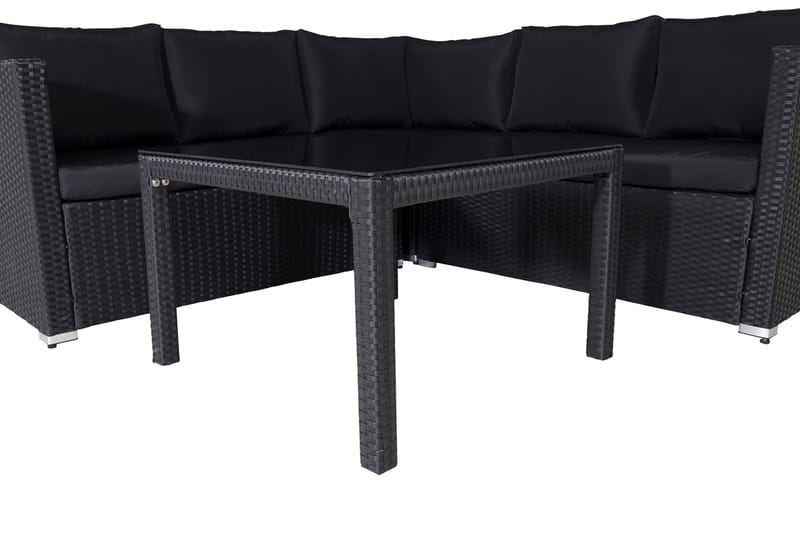 Kuba Loungegrupp Utomhus med Dynor - Svart - Utemöbler - Loungemöbler - Loungegrupp & Loungeset