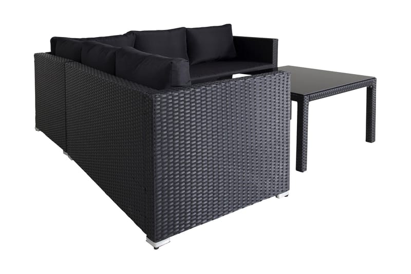 Kuba Loungegrupp Utomhus med Dynor - Svart - Utemöbler - Loungemöbler - Loungegrupp & Loungeset