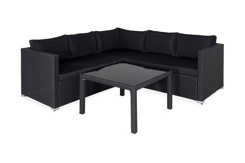 Kuba Loungegrupp Utomhus med Dynor - Svart - Utemöbler - Loungemöbler - Loungegrupp & Loungeset