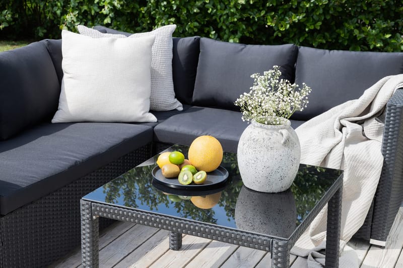 Kuba Loungegrupp Utomhus med Dynor - Svart - Utemöbler - Loungemöbler - Loungegrupp & Loungeset