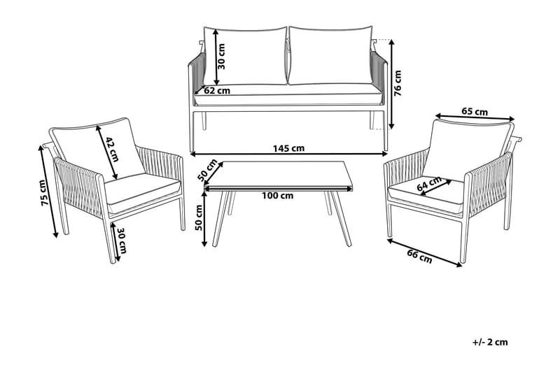 Latina Loungegrupp Utomhus 66 cm - Vit - Utemöbler - Loungemöbler - Loungegrupp & Loungeset