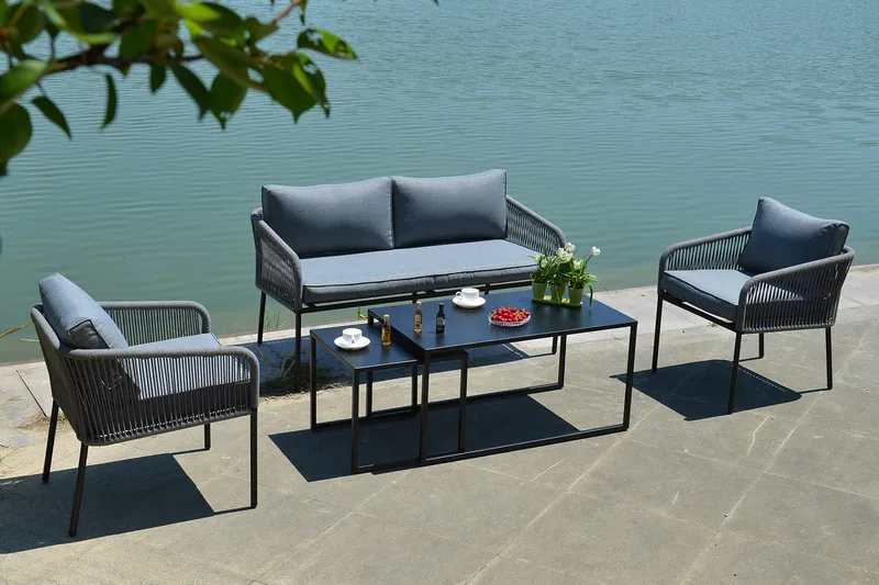 Levine Utesoffagrup Svart - Utemöbler - Loungemöbler - Loungegrupp & Loungeset