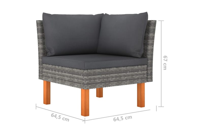 Loungegrupp Utomhus för trädgården 5 delar med dynor konstrotting gr - Grå - Utemöbler - Loungemöbler - Loungesoffa