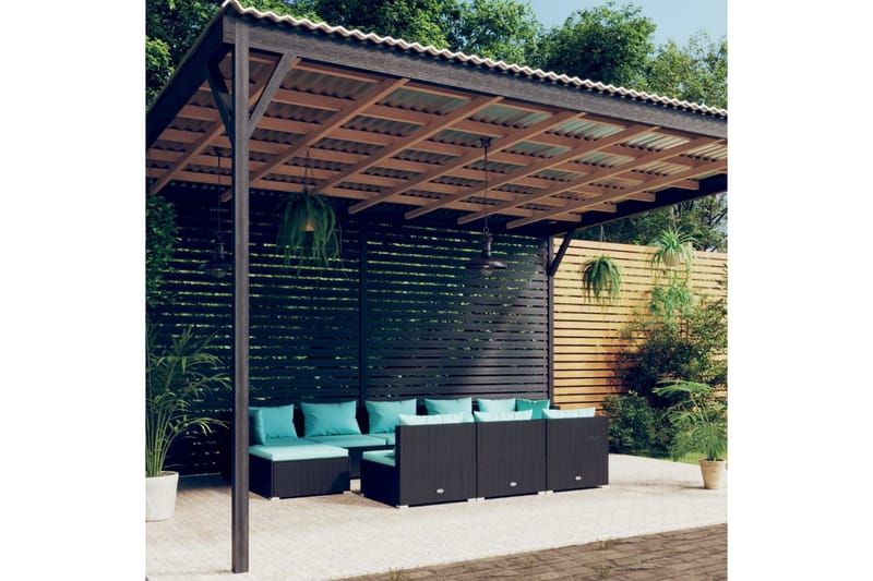 Loungegrupp Utomhus för trädgården med dynor 10delar konstrotting sv - Svart/Blå - Utemöbler - Loungemöbler - Loungegrupp & Loungeset