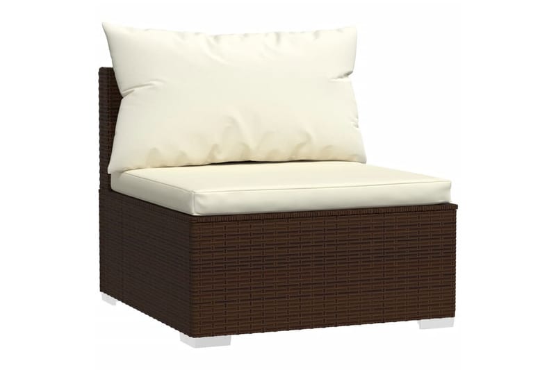 Loungegrupp Utomhus för trädgården med dynor 2 delar konstrotting br - Brun/Vit - Utemöbler - Loungemöbler - Loungegrupp & Loungeset