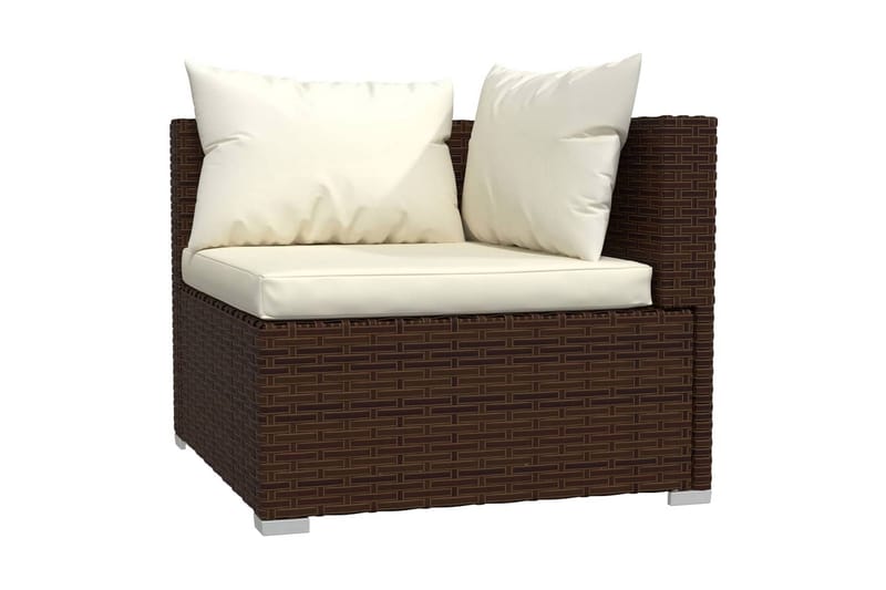 Loungegrupp Utomhus för trädgården med dynor 3 delar konstrotting br - Brun/Vit - Utemöbler - Loungemöbler - Loungegrupp & Loungeset