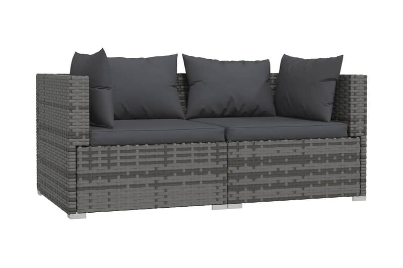 Loungegrupp Utomhus för trädgården med dynor 3 delar konstrotting gr - Grå - Utemöbler - Loungemöbler - Loungegrupp & Loungeset
