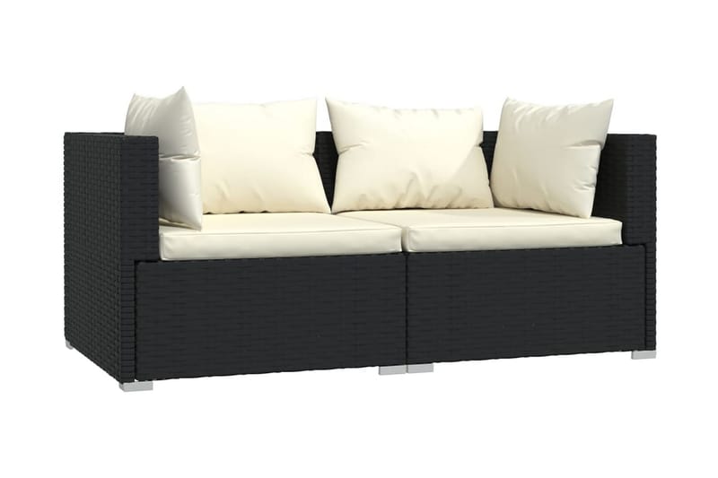 Loungegrupp Utomhus för trädgården med dynor 3 delar konstrotting sv - Svart/vit - Utemöbler - Loungemöbler - Loungegrupp & Loungeset