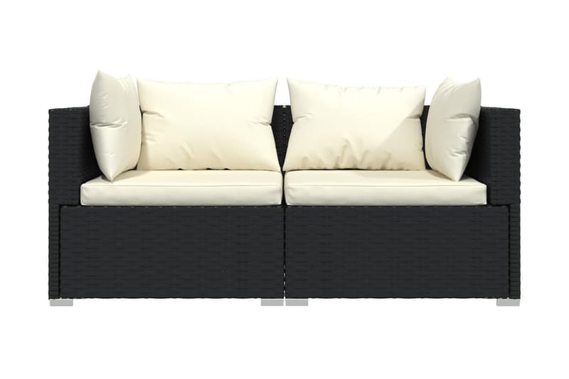 Loungegrupp Utomhus för trädgården med dynor 3 delar konstrotting sv - Svart/vit - Utemöbler - Loungemöbler - Loungegrupp & Loungeset