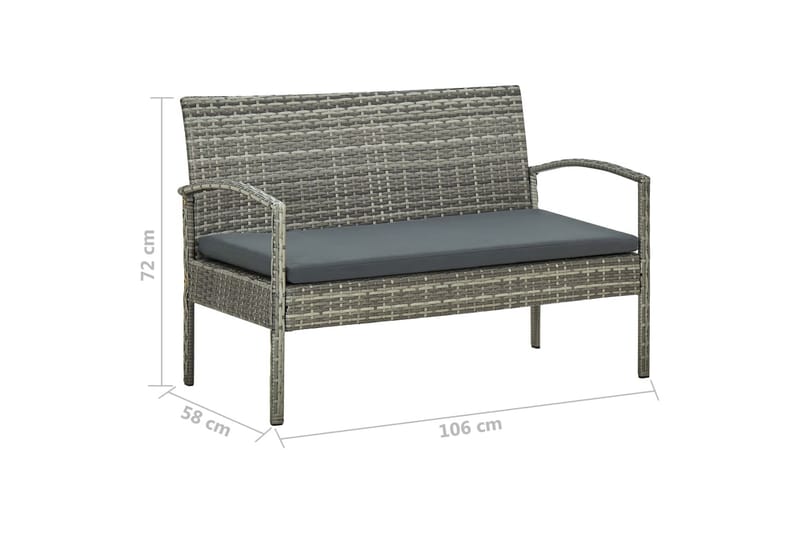 Loungegrupp Utomhus för trädgården med dynor 4 delar konstrotting gr - Grå - Utemöbler - Loungemöbler - Loungegrupp & Loungeset