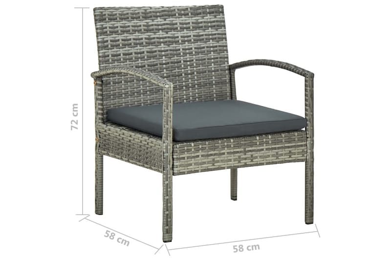 Loungegrupp Utomhus för trädgården med dynor 4 delar konstrotting gr - Grå - Utemöbler - Loungemöbler - Loungegrupp & Loungeset