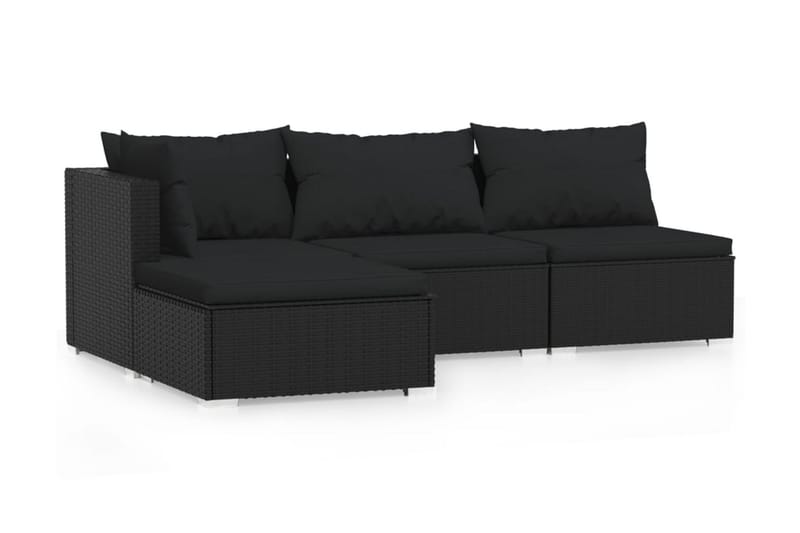 Loungegrupp Utomhus för trädgården med dynor 4 delar konstrotting sv - Svart - Utemöbler - Loungemöbler - Loungegrupp & Loungeset