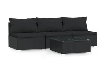 Loungegrupp Utomhus för trädgården med dynor 4 delar konstrotting sv