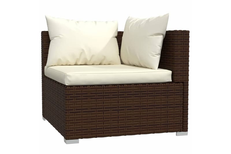 Loungegrupp Utomhus för trädgården med dynor 5 delar konstrotting br - Brun/Vit - Utemöbler - Loungemöbler - Loungegrupp & Loungeset