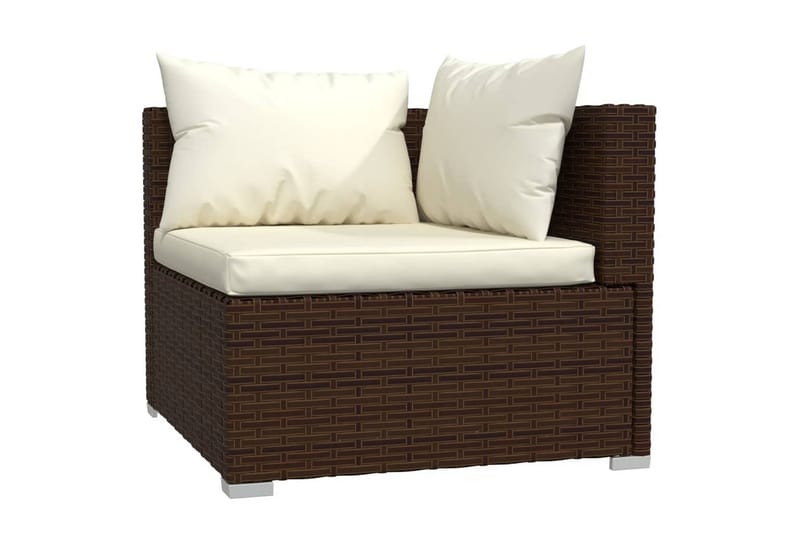 Loungegrupp Utomhus för trädgården med dynor 5 delar konstrotting br - Brun/Vit - Utemöbler - Loungemöbler - Loungegrupp & Loungeset