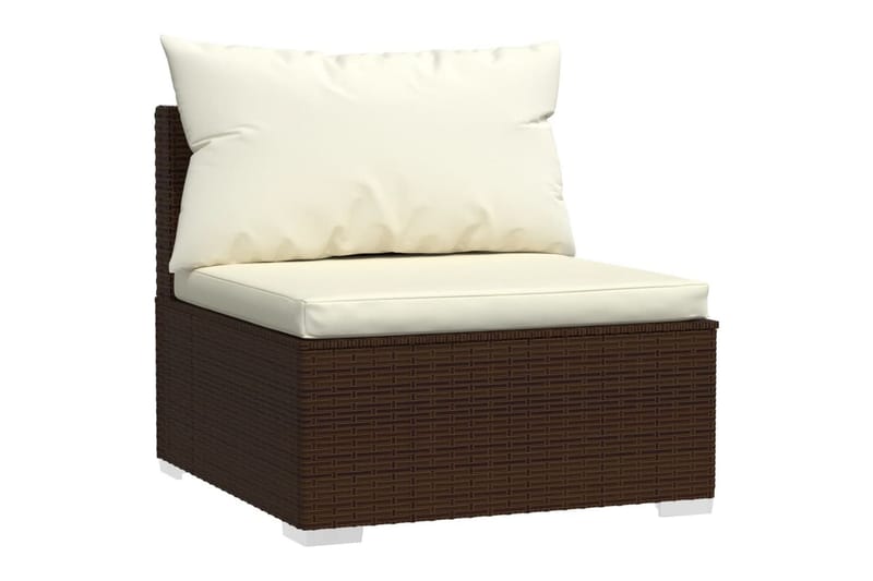 Loungegrupp Utomhus för trädgården med dynor 5 delar konstrotting br - Brun/Vit - Utemöbler - Loungemöbler - Loungegrupp & Loungeset