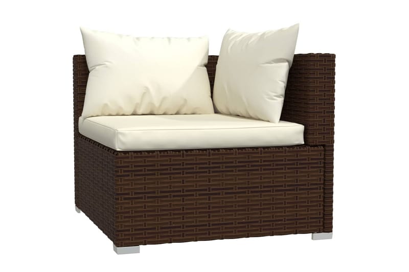 Loungegrupp Utomhus för trädgården med dynor 6 delar konstrotting br - Brun/Vit - Utemöbler - Loungemöbler - Loungegrupp & Loungeset