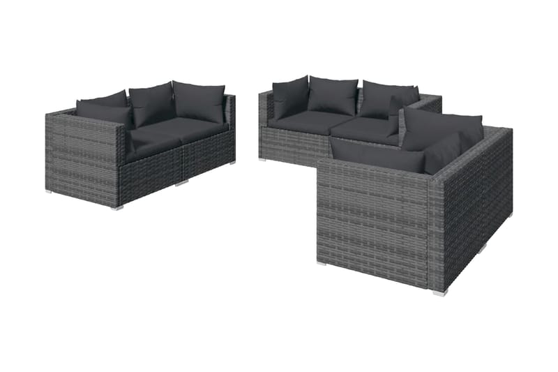 Loungegrupp Utomhus för trädgården med dynor 6 delar konstrotting gr - Grå - Utemöbler - Loungemöbler - Loungegrupp & Loungeset