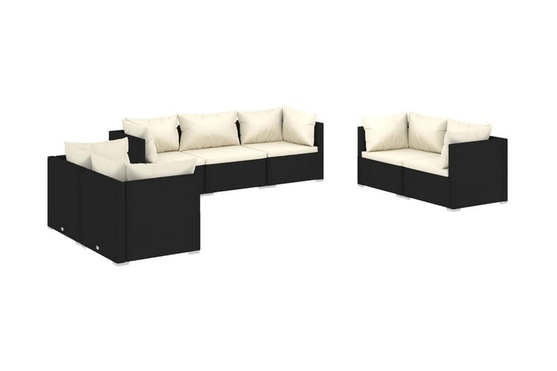 Loungegrupp Utomhus för trädgården med dynor 7 delar konstrotting sv - Svart/Vit - Utemöbler - Loungemöbler - Loungegrupp & Loungeset