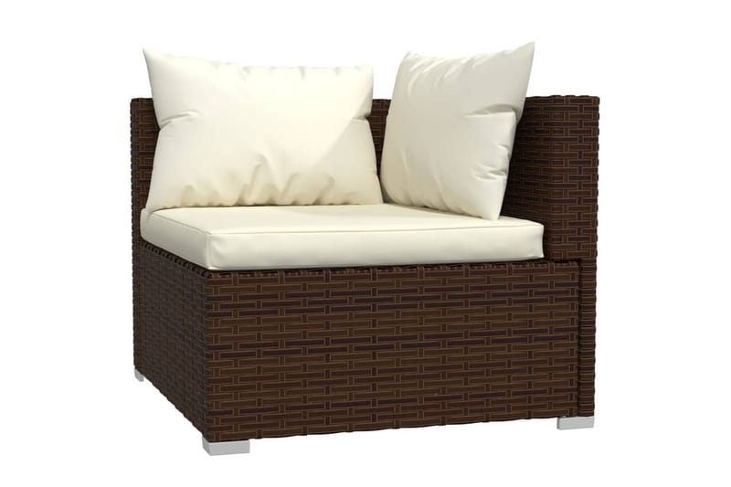 Loungegrupp Utomhus för trädgården med dynor 8 delar konstrotting br - Brun/Vit - Utemöbler - Loungemöbler - Loungegrupp & Loungeset