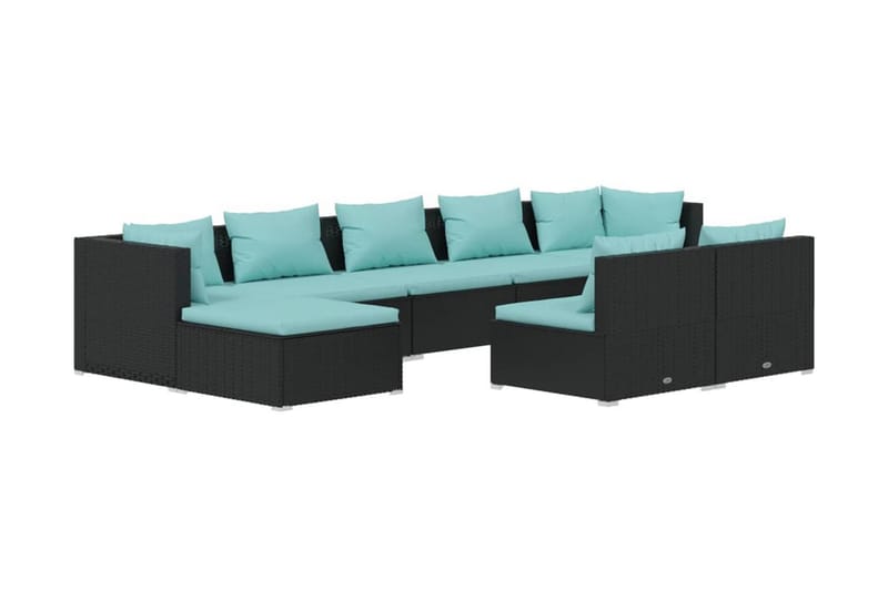 Loungegrupp Utomhus för trädgården med dynor 9 delar konstrotting sv - Svart/Blå - Utemöbler - Loungemöbler - Loungegrupp & Loungeset
