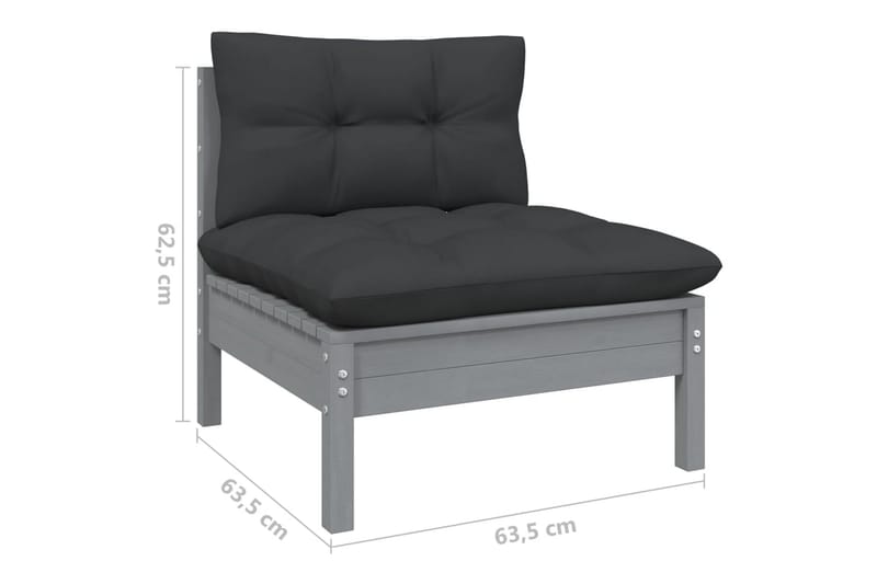 Loungegrupp Utomhus med antracit dynor 13 delar massiv furu - Mörkgrå - Utemöbler - Loungemöbler - Loungegrupp & Loungeset