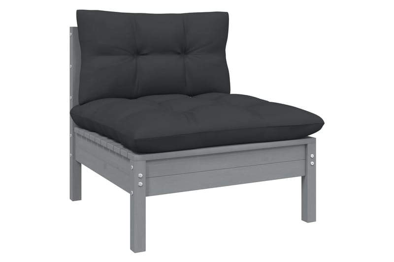 Loungegrupp Utomhus med antracit dynor 4 delar massiv furu - Mörkgrå - Utemöbler - Loungemöbler - Loungegrupp & Loungeset