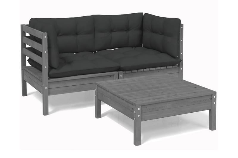 Loungegrupp Utomhus med antracit dynor 5 delar massiv furu - Mörkgrå - Utemöbler - Loungemöbler - Loungegrupp & Loungeset