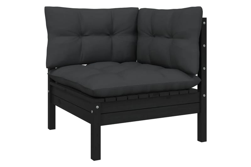 Loungegrupp Utomhus med antracit dynor 8 delar massiv furu - Svart - Utemöbler - Loungemöbler - Loungegrupp & Loungeset