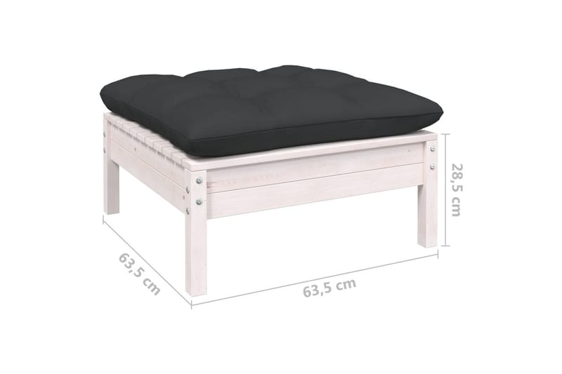 Loungegrupp Utomhus med dynor 6 delar vit massiv furu - Vit/svart - Utemöbler - Loungemöbler - Loungegrupp & Loungeset