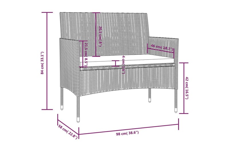 Loungegrupp med dynor 8 delar konstrotting svart - Svart/vit - Altanmöbler - Soffgrupp utomhus - Loungegrupp & Loungeset