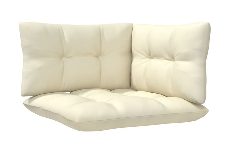 Loungegrupp Utomhus med gräddvita dynor 3 delar massiv furu - Kräm - Utemöbler - Loungemöbler - Loungegrupp & Loungeset