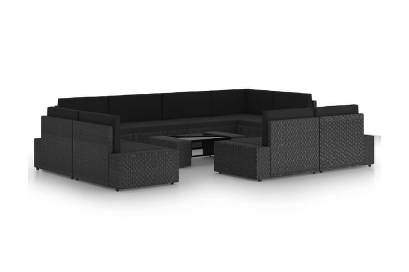 Loungegrupp Utomhus för trädgården 10 delar konstrotting svart - Svart - Utemöbler - Loungemöbler - Loungegrupp & Loungeset