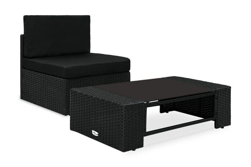 Loungegrupp Utomhus för trädgården 2 delar konstrotting svart - Svart - Utemöbler - Loungemöbler - Loungegrupp & Loungeset