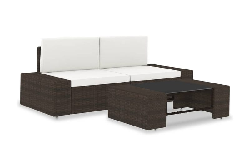 Loungegrupp Utomhus för trädgården 3 delar konstrotting brun - Brun - Utemöbler - Loungemöbler - Loungegrupp & Loungeset